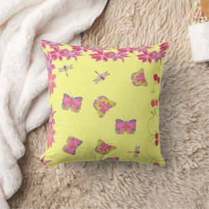 Coussin Papillons et libellules Cushion