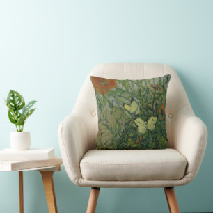 Coussin Papillons et Pavots par Vincent van Gogh