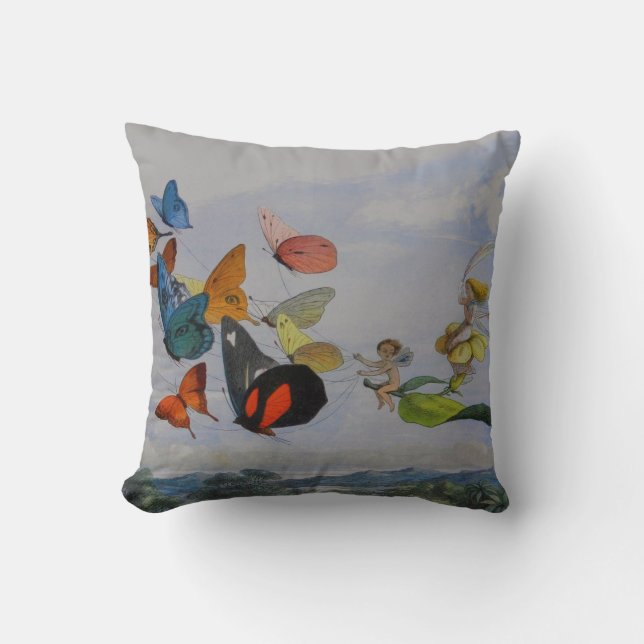 Coussin Papillons et Reine Fée Papillons Fées (Recto)