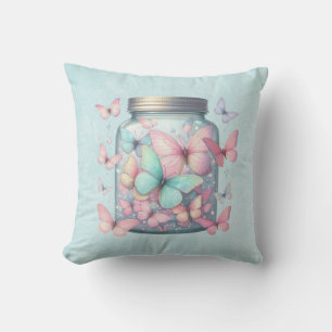 Coussin Papillons Fantaisistes dans un Pot