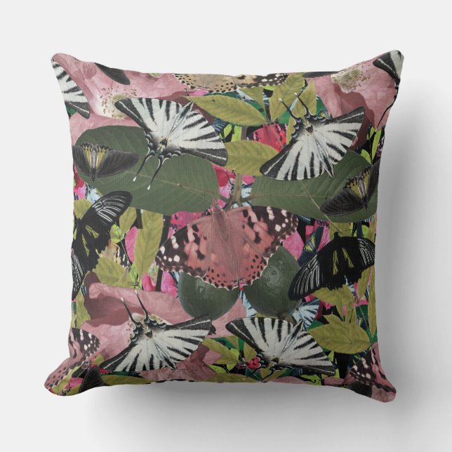 Coussin Papillons Feng Shui Motif tropical floral (Recto)