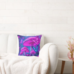 Coussin Papillons Fleurs Champignons-Fiarycore