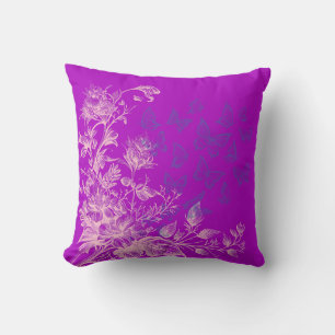 Coussin Papillons Floraux Violets Salon