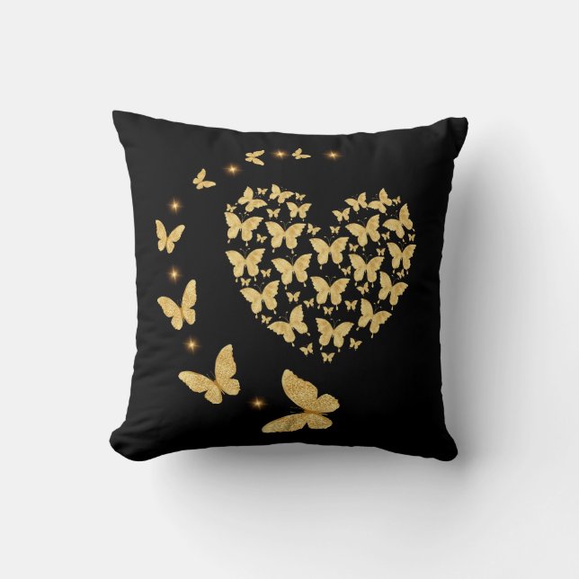 Coussin Papillons Gold Heart (Recto)