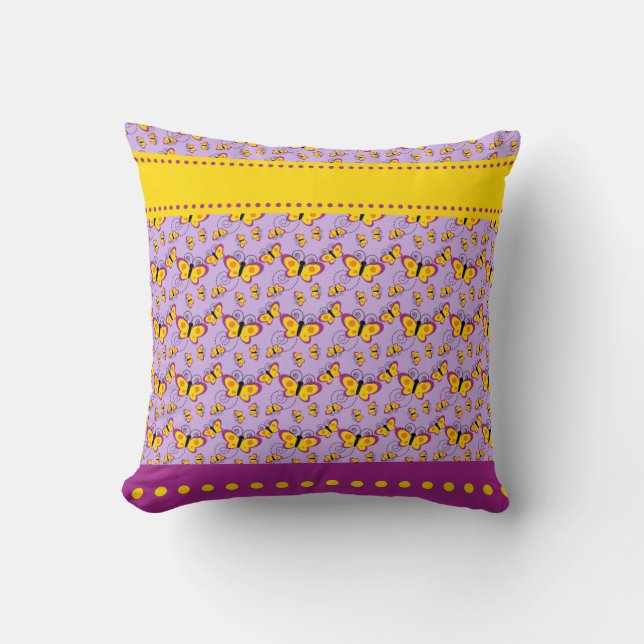Coussin Papillons jaunes violets (Recto)