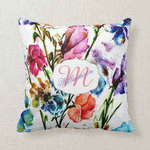 COUSSIN PAPILLONS LUNATIQUES ET FLEURS