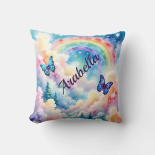 Coussin Papillons magiques et couleurs arc-en-ciel