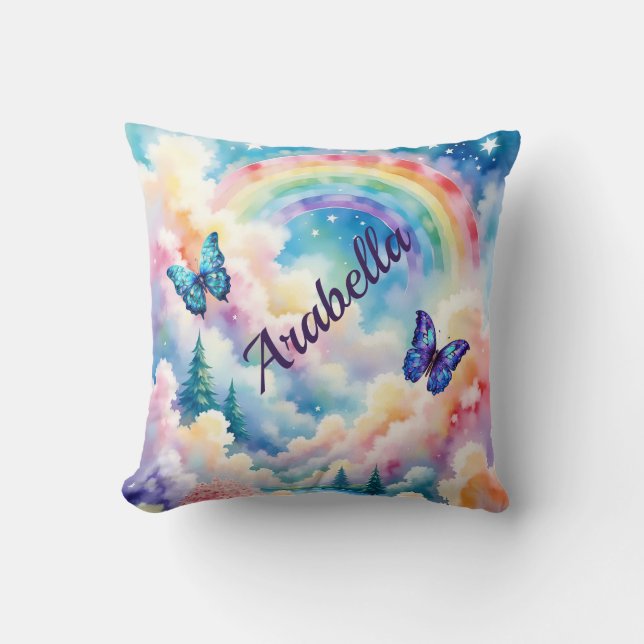 Coussin Papillons magiques et couleurs arc-en-ciel (Recto)