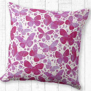 Coussin Papillons Motif Aquarelle rose