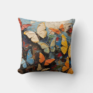 Coussin Papillons Mouches Parmi La Peinture Nature Vibrant