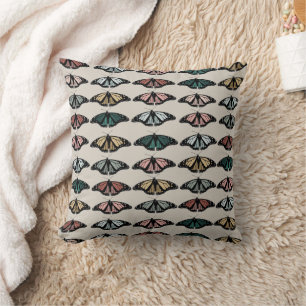 Coussin Papillons neutres modernes Motif de jardin