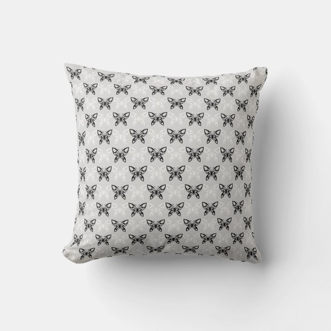Coussin Papillons noirs et blancs (Recto)