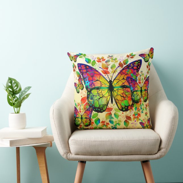 COUSSIN PAPILLONS PRINTANIERS NATURE COLORÉE (Chaise)