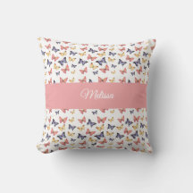 Papillons Rose Violet Monogramme Nom