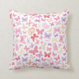 Coussin Papillons roses violets jaunes