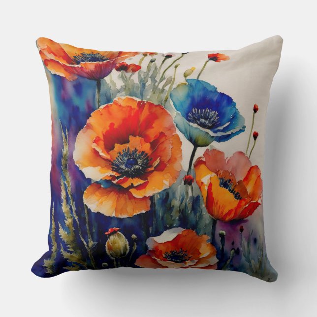 Coussin Papillons rouges et bleus (Recto)
