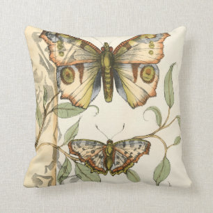Coussin Papillons tandem au-dessus de feuille vert