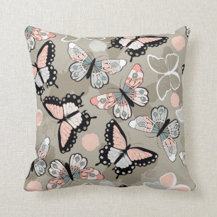 Coussin Papillons tirés par la main colorés