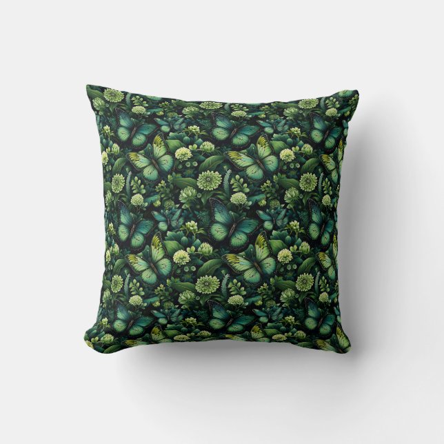 Coussin Papillons verts Lancer l'oreiller (Recto)