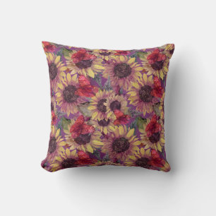 Coussin Papillons vintages et tournesols