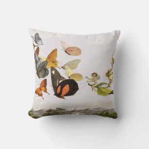 Coussin Papillons vintages & Fée Vieux art d'illustration