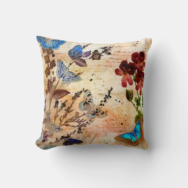 Coussin Papillons vintages Floral (Recto)
