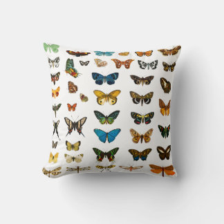 Coussin Papillons vintages Illustration Oreillère à lancer