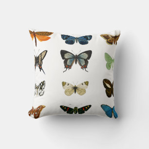 Coussin Papillons vintages Illustration Oreillère à lancer
