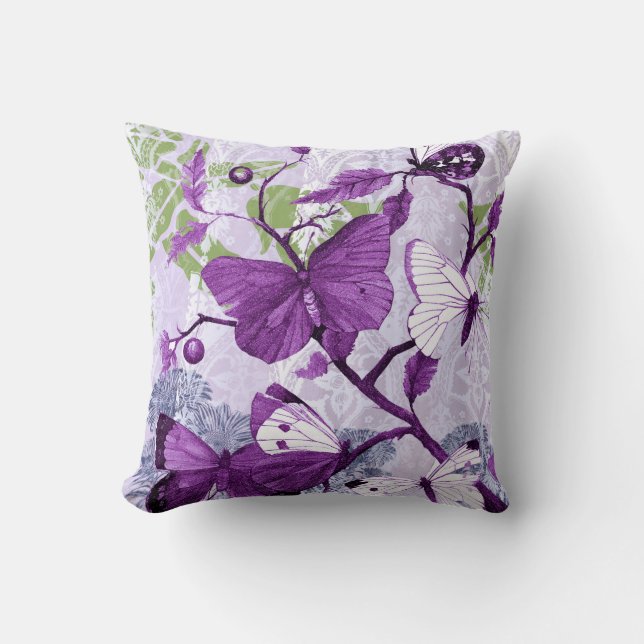 Coussin Papillons violets sur une branche (Recto)
