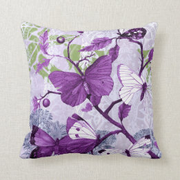 Coussin Papillons violets sur une branche
