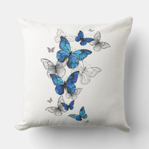 Coussin Papillons volants bleus Morpho