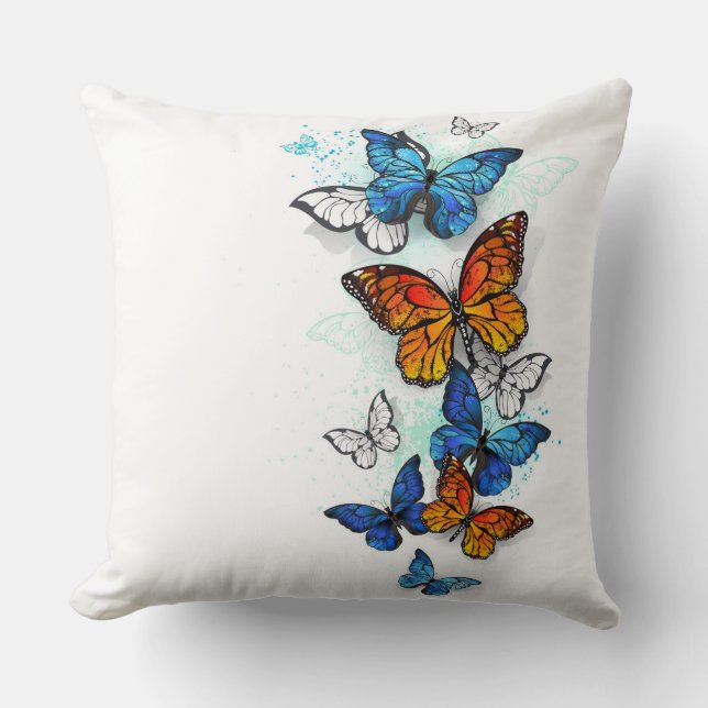 Coussin Papillons volants Morpho et Monarch (Recto)