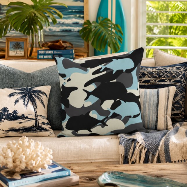 Coussin Papio et Ulua - pêche hawaïenne camouflage (Créateur téléchargé)