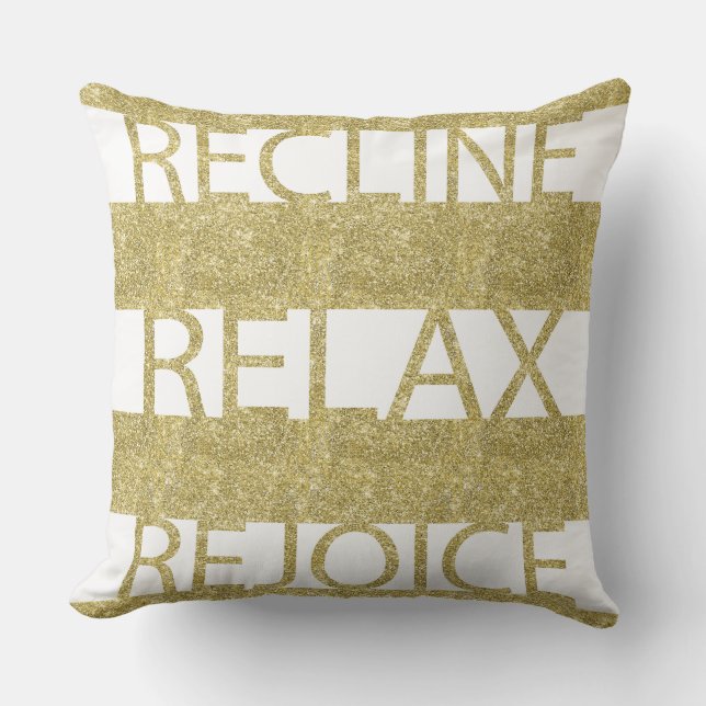Coussin Pâque 20/20"Coussin d'or "Recline Relax Rejoice" (Recto)