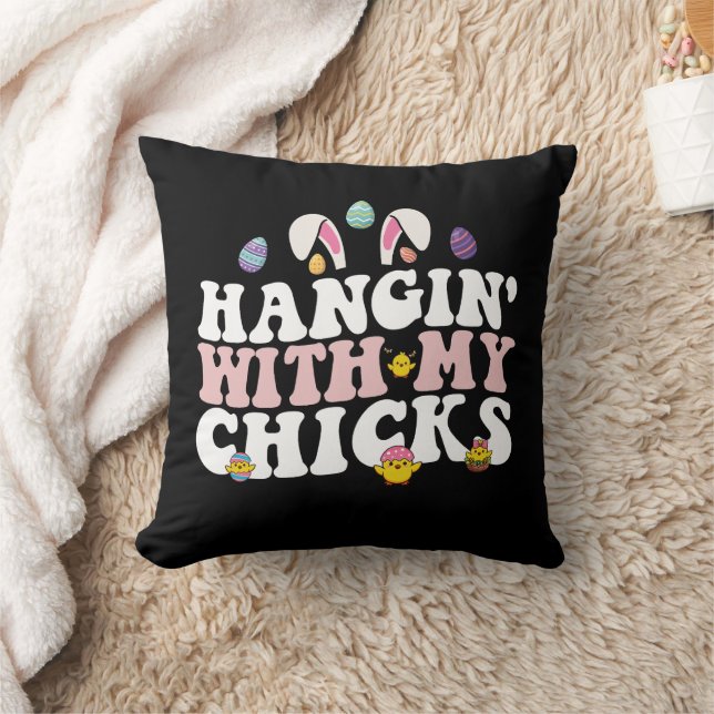 Coussin Pâques avec mes poules Bunny Groovy Rétro (Couverture)