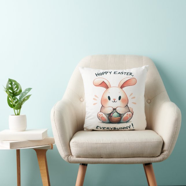 Coussin Pâques Bunny Hoppy Pâques, Tout le monde ! (Chaise)