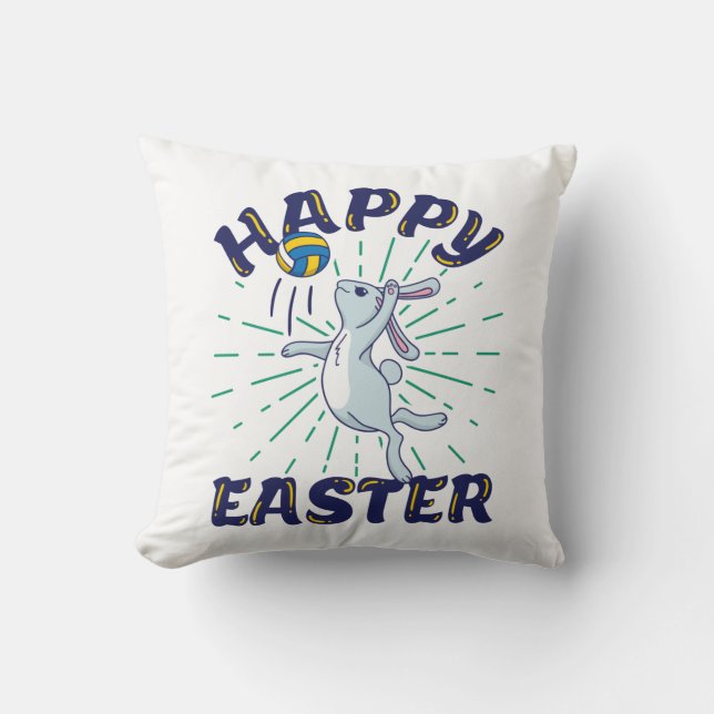 Coussin Pâques Bunny Volleyball Jump Sert (Recto)