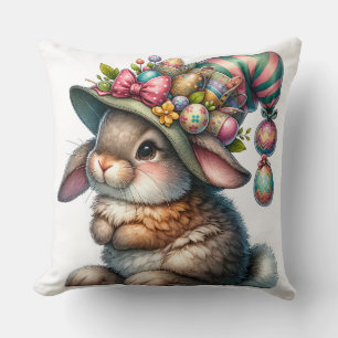 Coussin Pâques en dentelle blanche