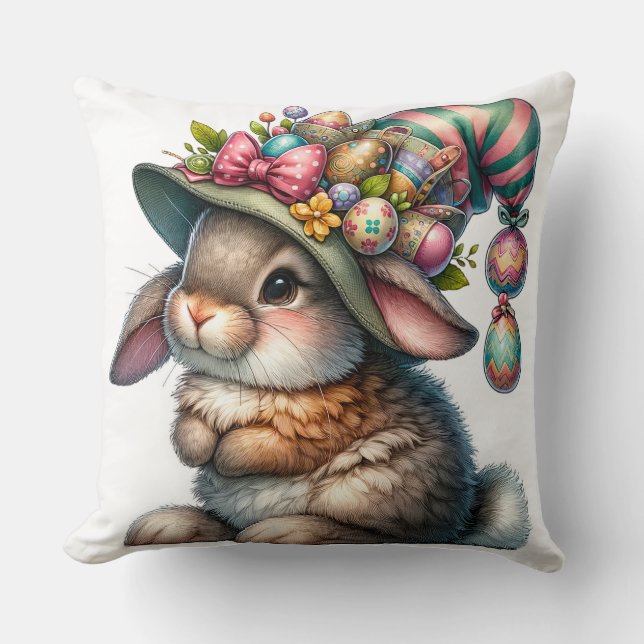 Coussin Pâques en dentelle blanche (Recto)