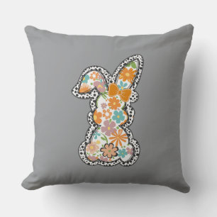 Coussin Pâques Floral Bunny Leopard frontière Joyeux Pâque