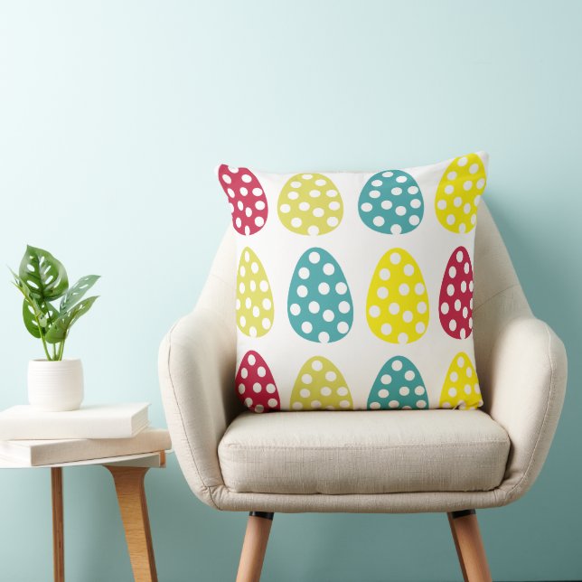 Coussin Pâques Joyeux OEufs de Pâques Polka Dot Pâques (Chaise)