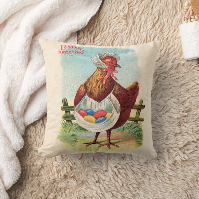 Coussin Pâques Poulet De La Ferme Cute Oeufs Antiques (Couverture)
