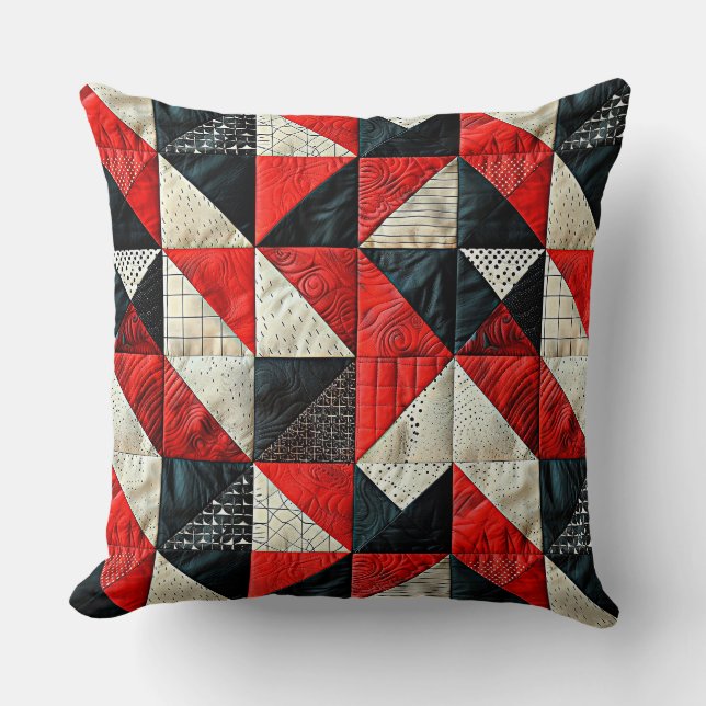 Coussin Paquet azur dans les tons rouge et noir (Recto)