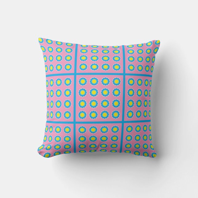 Coussin Paquet floral bleu et rose jetant l'oreiller (Recto)