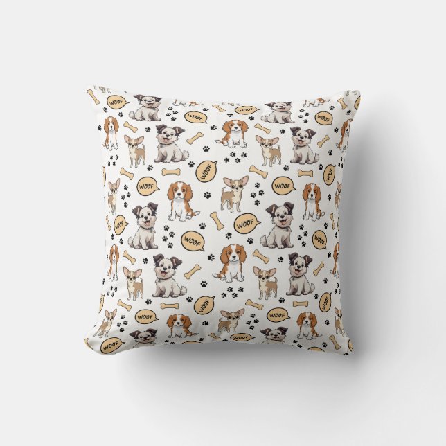 Coussin Parade de chiots joueurs (Recto)
