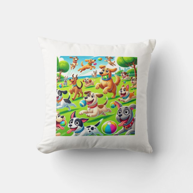 Coussin Paradis de chiots joueurs (Recto)