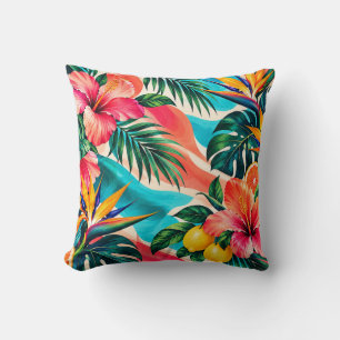 Coussin Paradis de l'Hibiscus Tropical Art Botanique