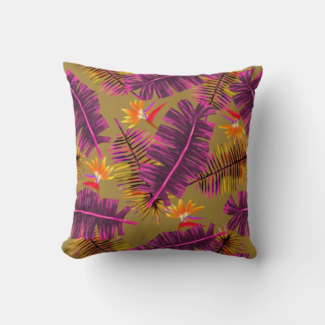 Coussin Paradis de palmier jaune orange (Recto)
