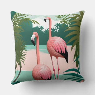 Coussin Paradis du Flamant rose tropical