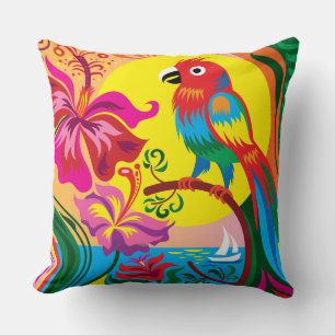 Coussin Paradis du perroquet tropical